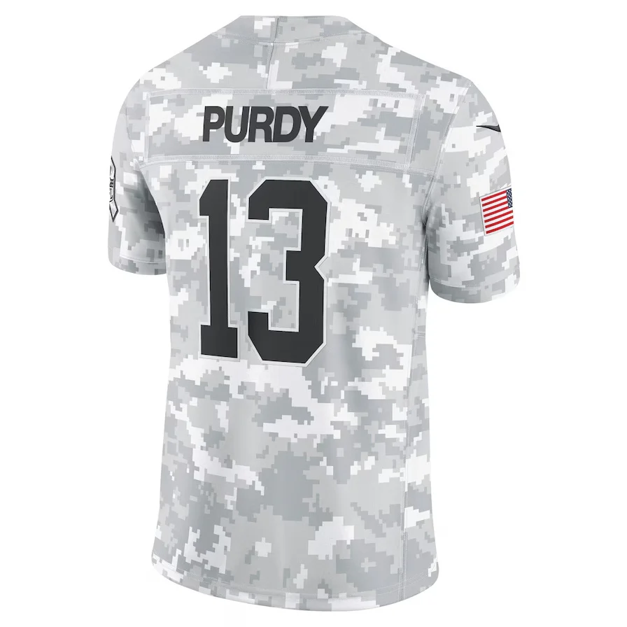 SF.49ers #13 Brock Purdy Arctic Camo 2024 Salute to Service Limited Stitched American Football Jerseys