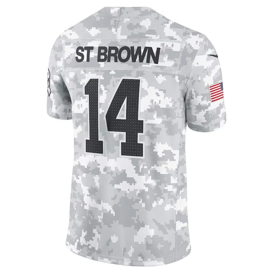 D.Lions #14 Amon-Ra St. Brown Arctic Camo 2024 Salute to Service Limited Stitched American Football Jerseys