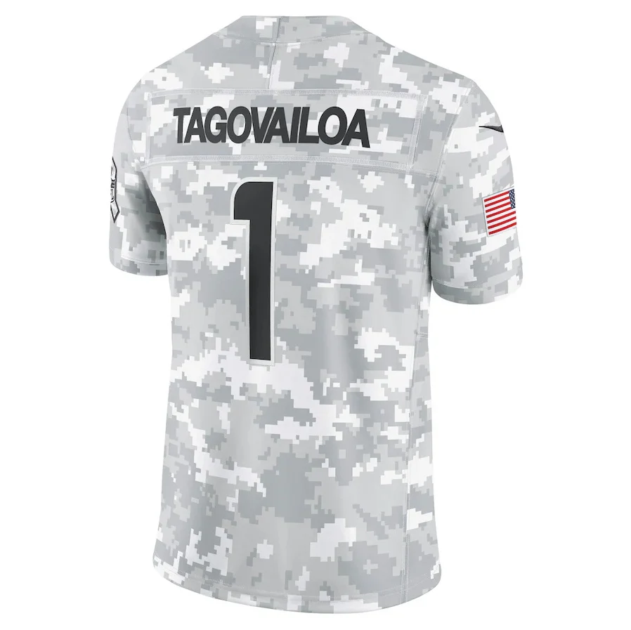 M.Dolphins #1 Tua Tagovailoa Arctic Camo 2024 Salute to Service Limited Stitched American Football Jerseys