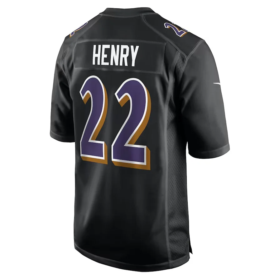 B.Ravens #22 Derrick Henry Carbon Black Fashion Stitched American Football Jerseys