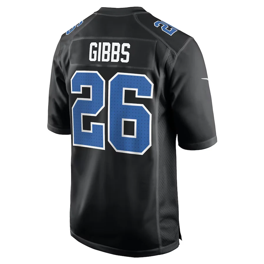 D.Lions #26 Jahmyr Gibbs Carbon Black Fashion Stitched American Football Jerseys