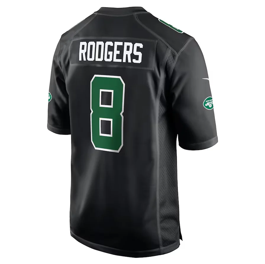 New York Jets #8 Aaron Rodgers Black Fashion Game American Football Jerseys