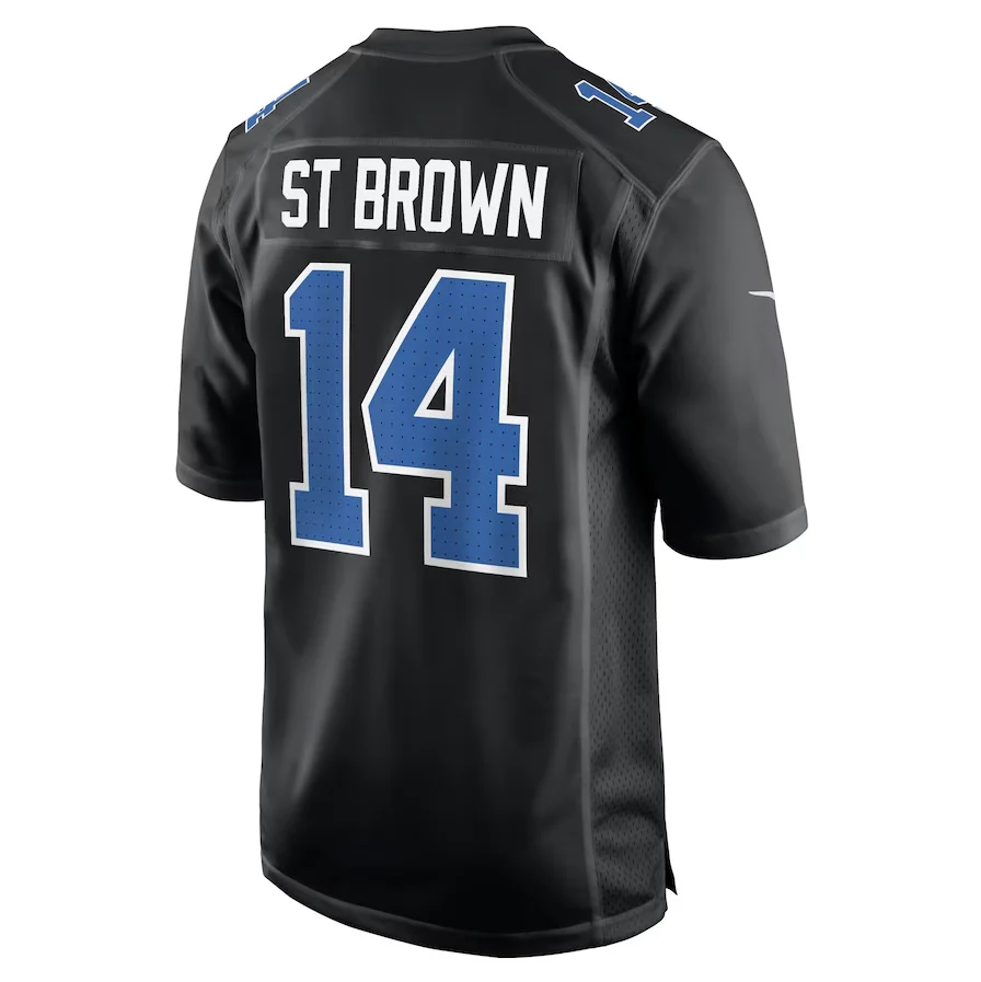 D.Lions #14 Amon-Ra St. Brown Carbon Black Carbon Fashion Stitched American Football Jerseys