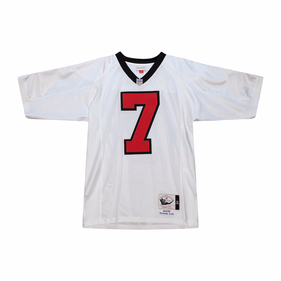 Atlanta Falcons #7 Michael Vick 2001 Mitchell & Ness White Authentic Throwback Retired Player Jersey