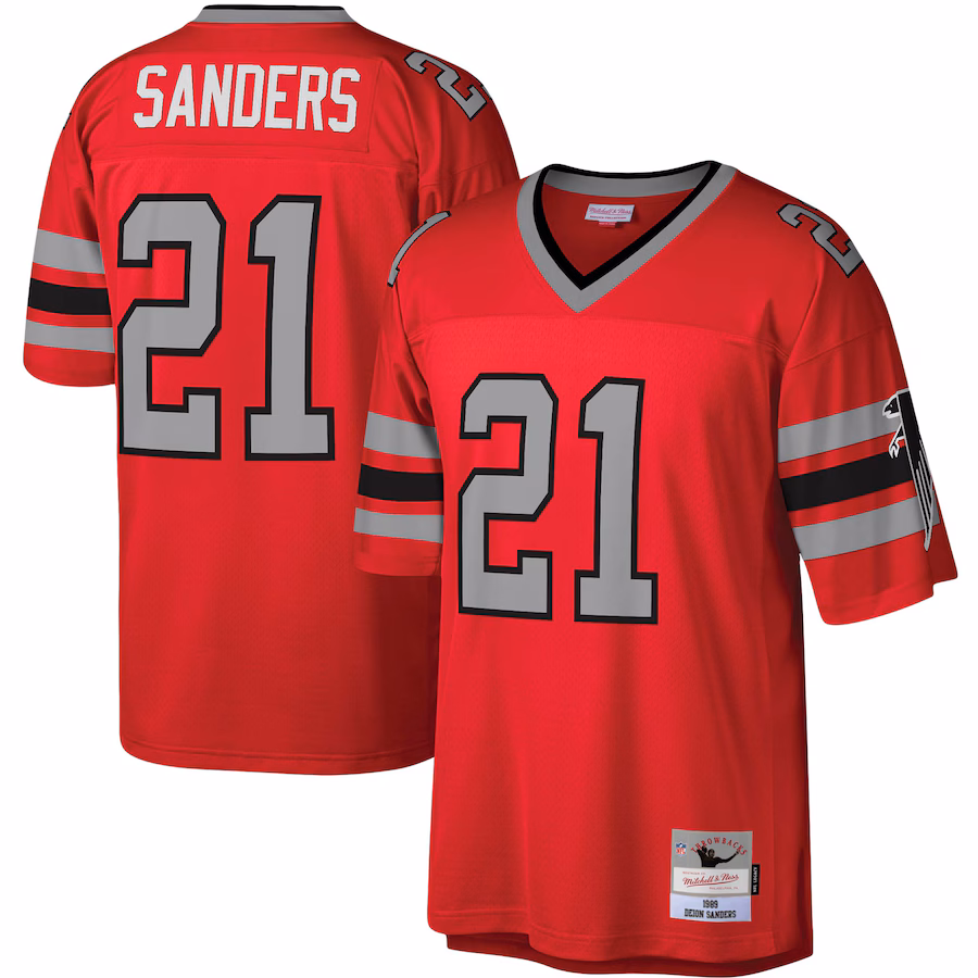 Atlanta Falcons #21 Deion Sanders Mitchell & Ness Red Legacy Replica Jersey