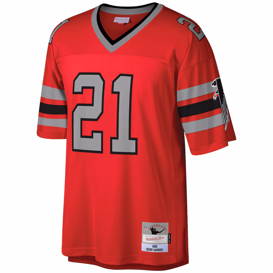 Atlanta Falcons #21 Deion Sanders Mitchell & Ness Red Legacy Replica Jersey