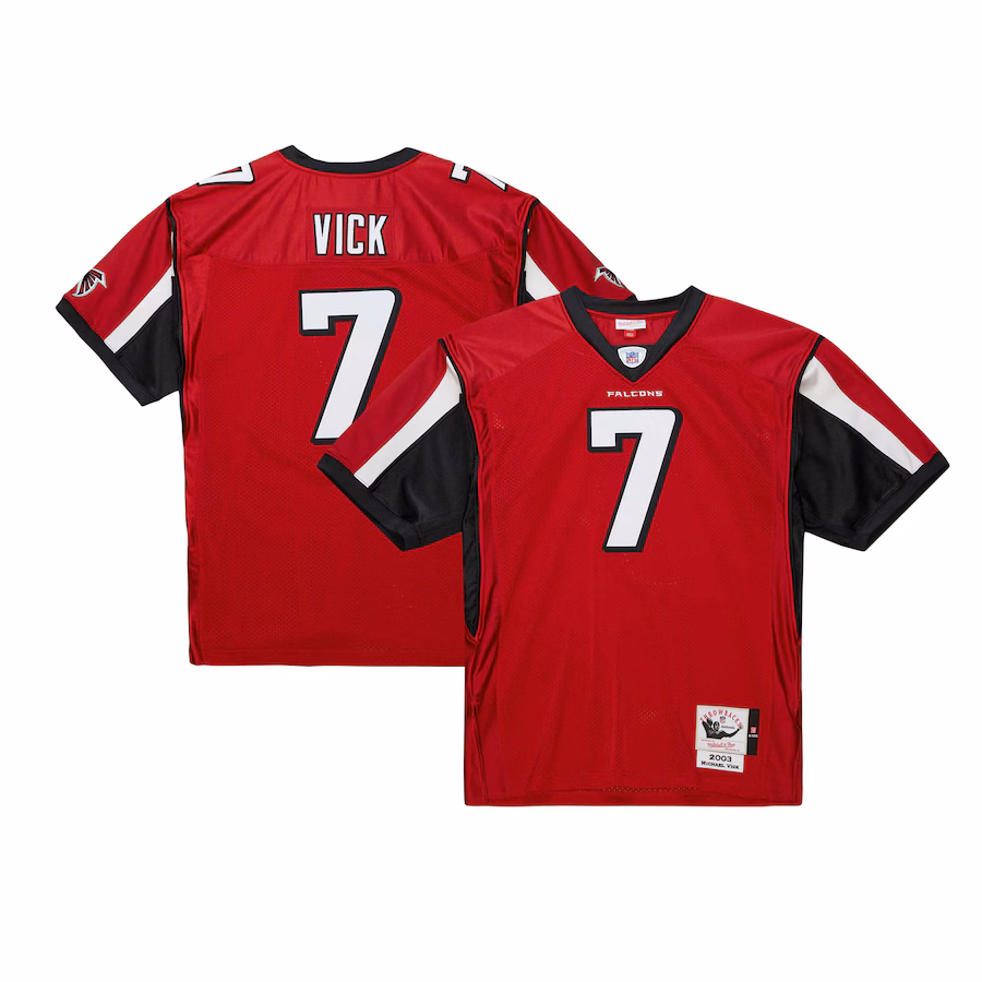 Atlanta Falcons #7 Michael Vick 2001 Mitchell & Ness Red Authentic Throwback Retired Player Jersey