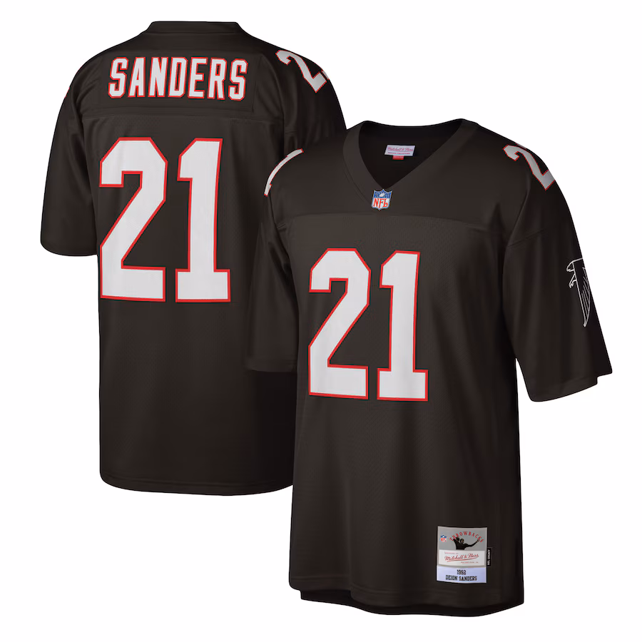 Atlanta Falcons #21 Deion Sanders Mitchell & Ness Black Legacy Replica Jersey