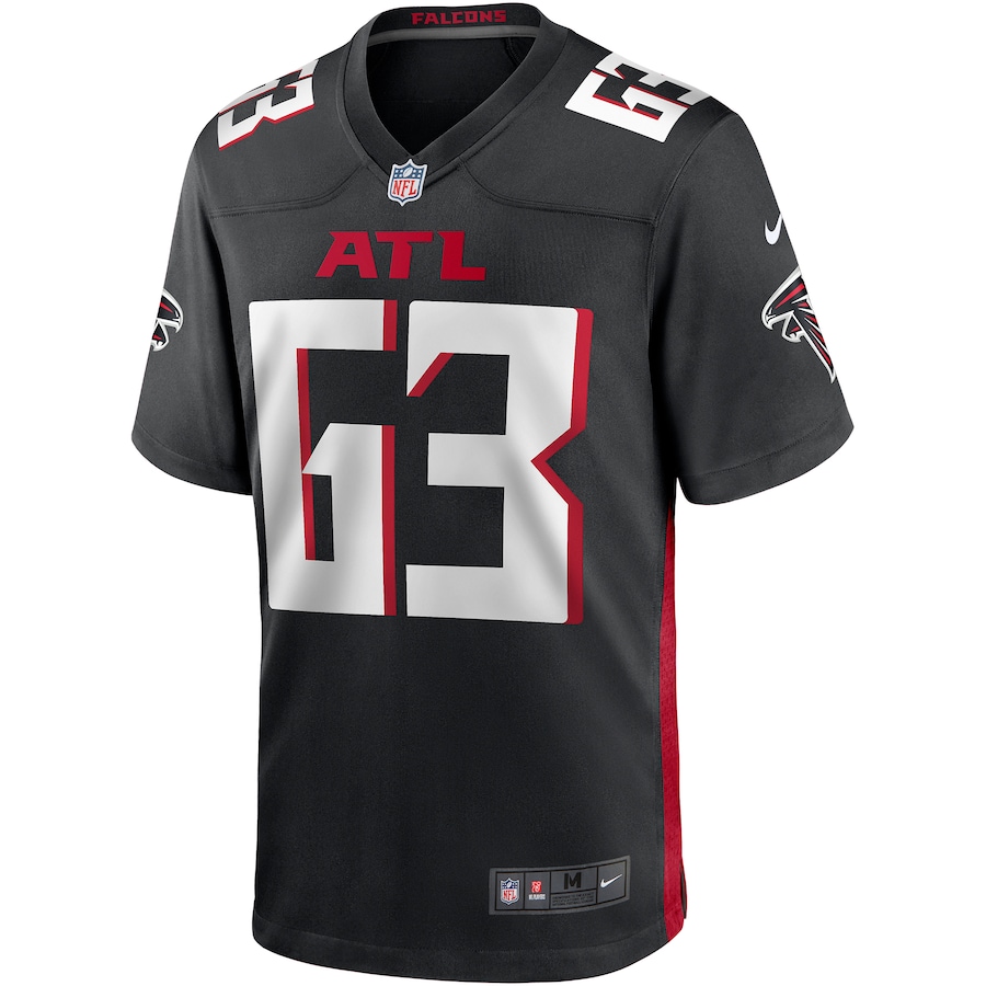 Atlanta Falcons #63 Chris Lindstrom Black Game Jersey Stitched American Football Jerseys