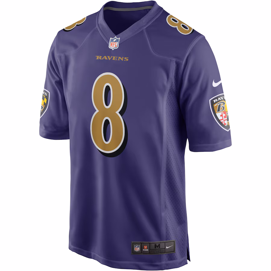 Baltimore Ravens #8 Lamar Jackson Purple Alternate Game Jersey Stitched American Football Jerseys