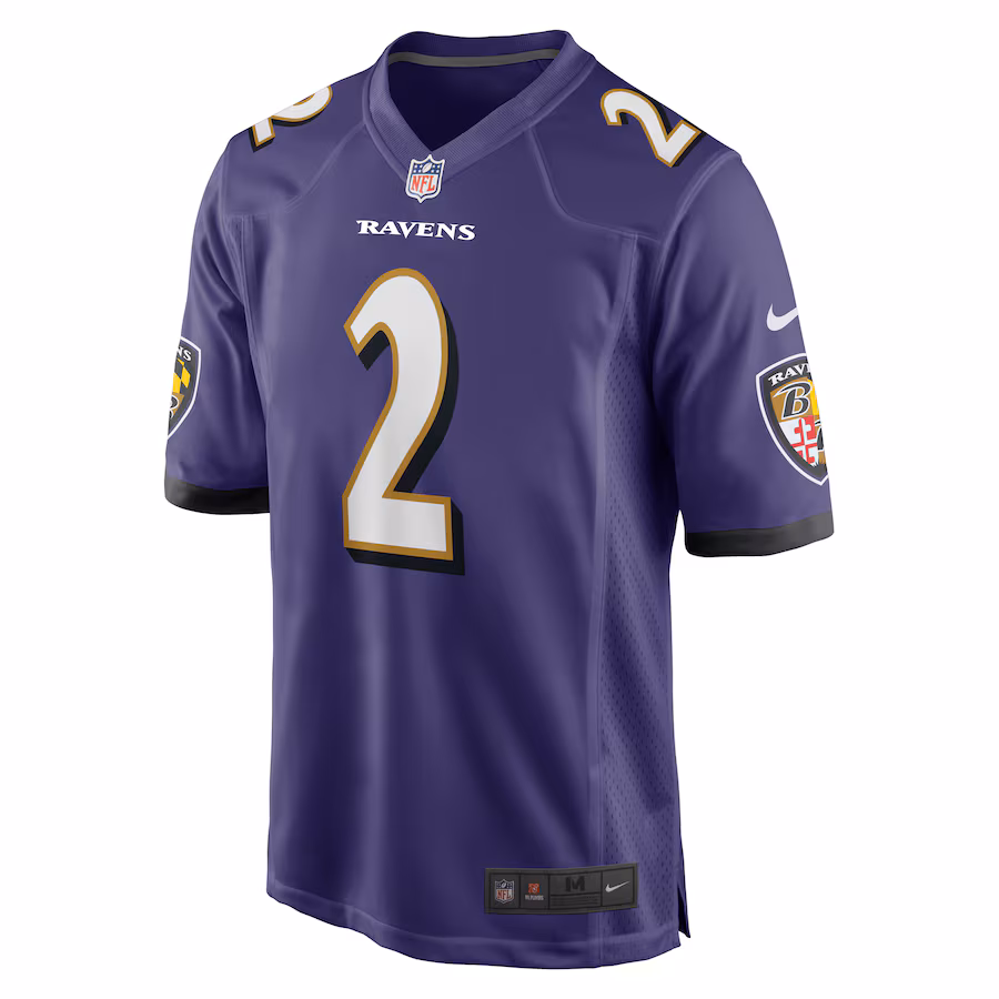 Baltimore Ravens #2 Nate Wiggins Purple Game Jersey Stitched American Football Jerseys