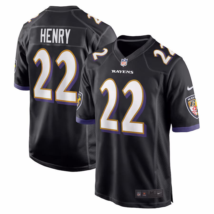 Baltimore Ravens #22 Derrick Henry Black Game Jersey Stitched American Football Jerseys