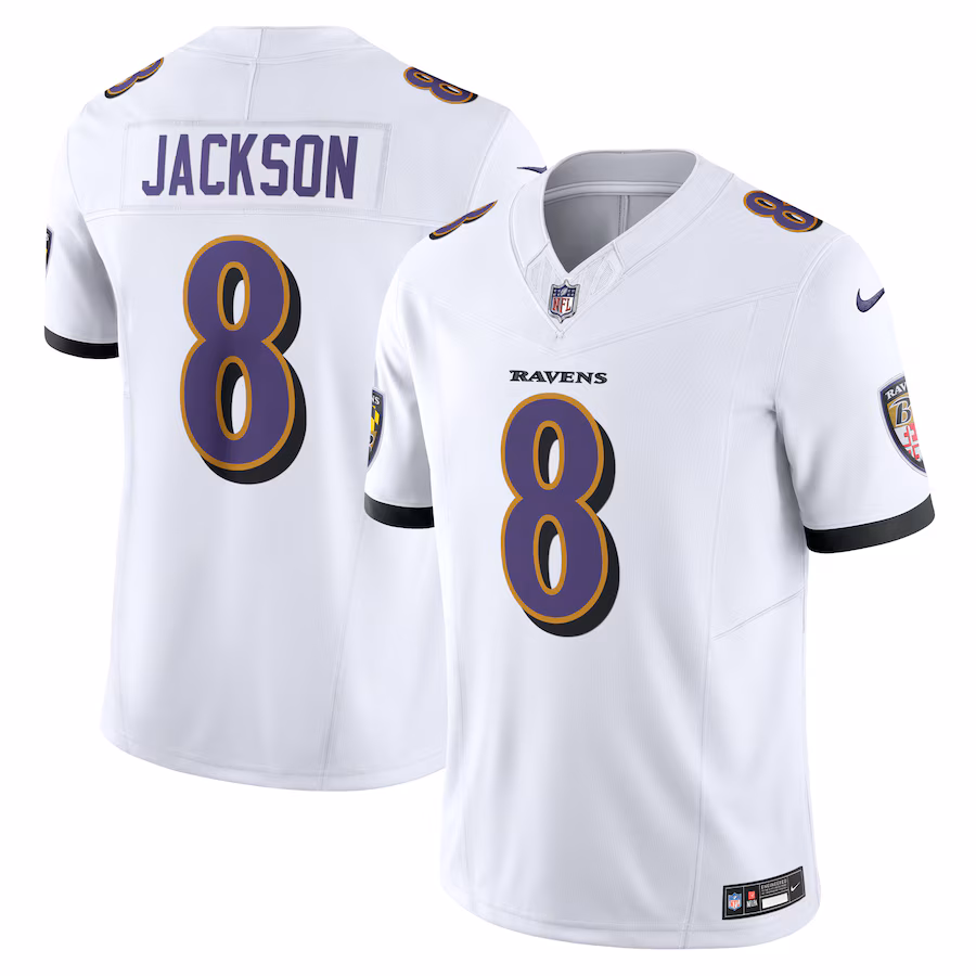 Baltimore Ravens #8 Lamar Jackson White Vapor F.U.S.E. Limited Jersey Stitched American Football Jerseys