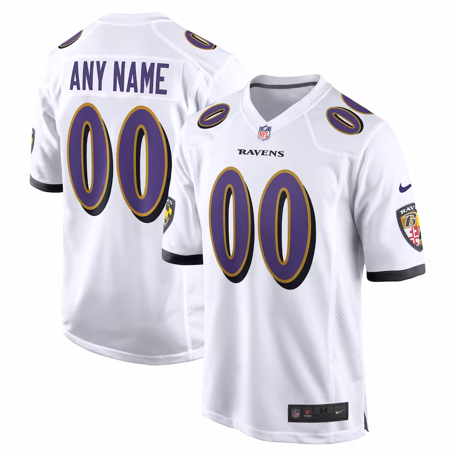 Custom Baltimore Raven White Game Jersey Stitched American Football Jerseys