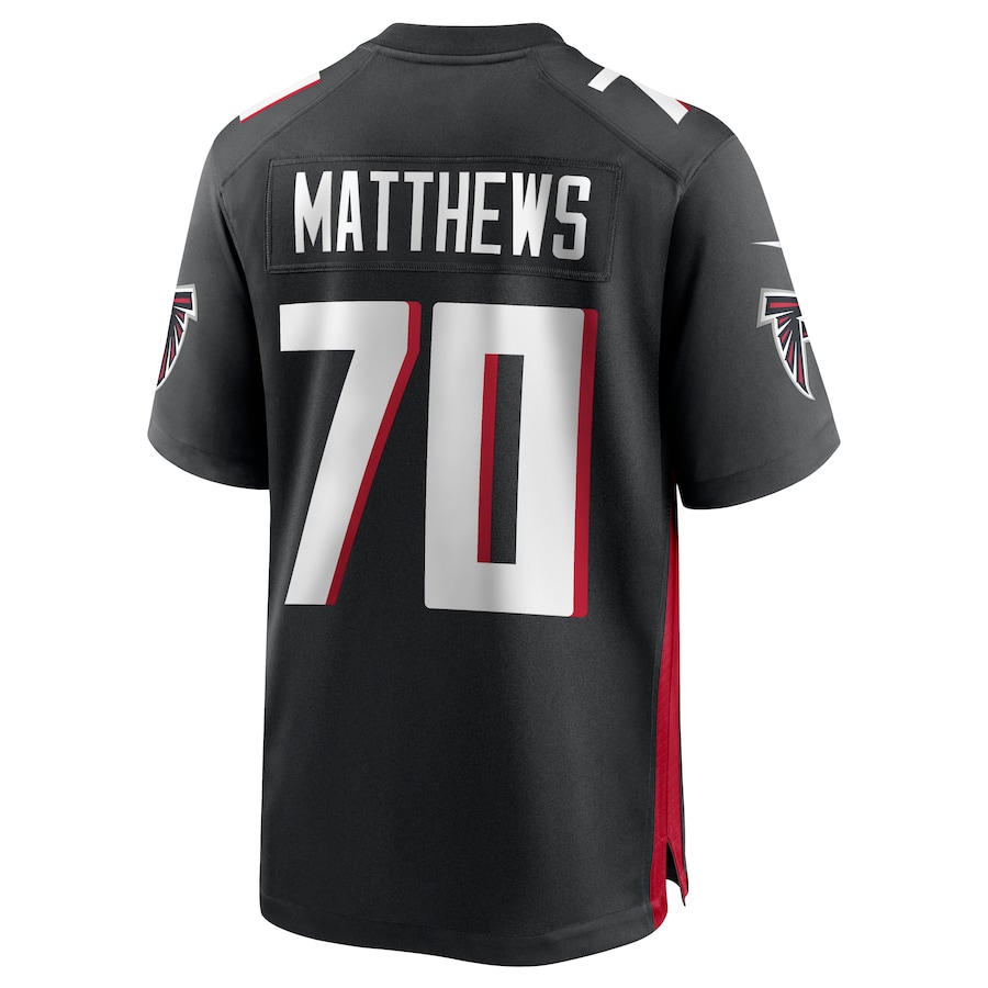 Atlanta Falcons #70 Jake Matthews Black Game Jersey Stitched American Football Jerseys