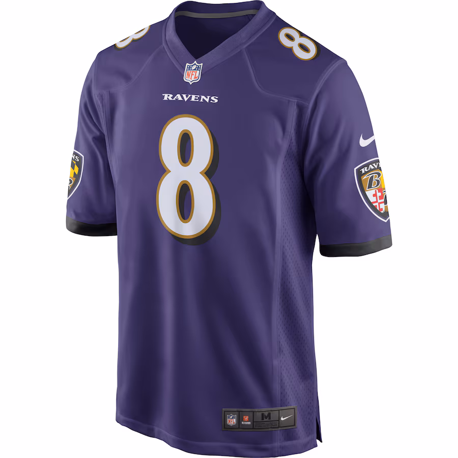 Baltimore Ravens #8 Lamar Jackson Purple Game Jersey Stitched American Football Jerseys
