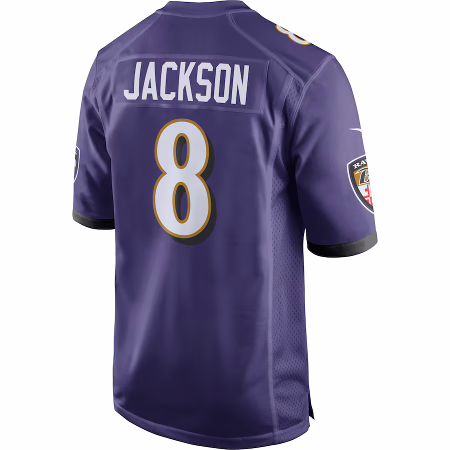 Baltimore Ravens #8 Lamar Jackson Purple Game Jersey Stitched American Football Jerseys