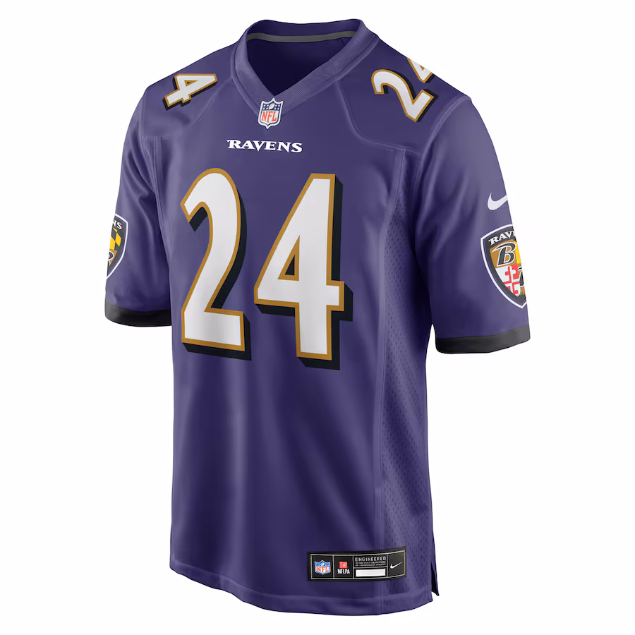 Baltimore Ravens #24 Malaki Starks Purple 2025 NFL Draft First Round Pick Game Jersey