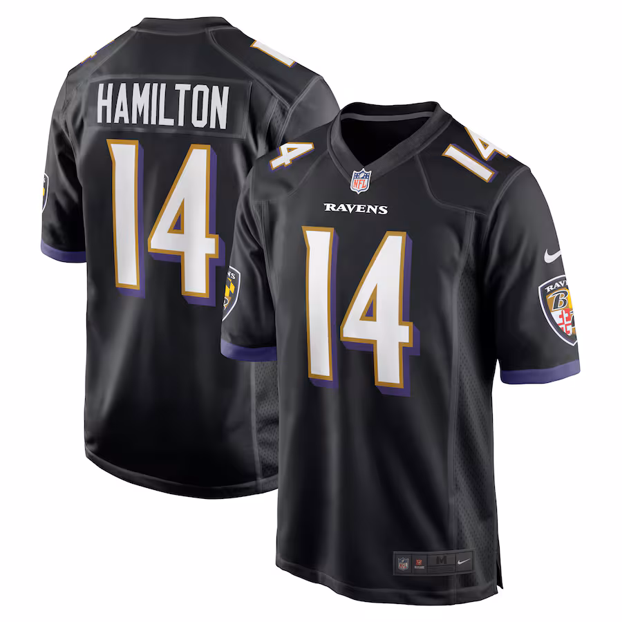 Baltimore Ravens #14 Kyle Hamilton Black Game Jersey Stitched American Football Jerseys