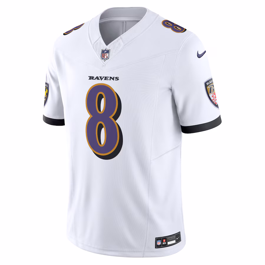 Baltimore Ravens #8 Lamar Jackson White Vapor F.U.S.E. Limited Jersey Stitched American Football Jerseys
