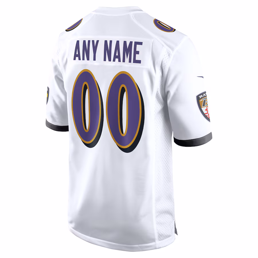 Custom Baltimore Raven White Game Jersey Stitched American Football Jerseys
