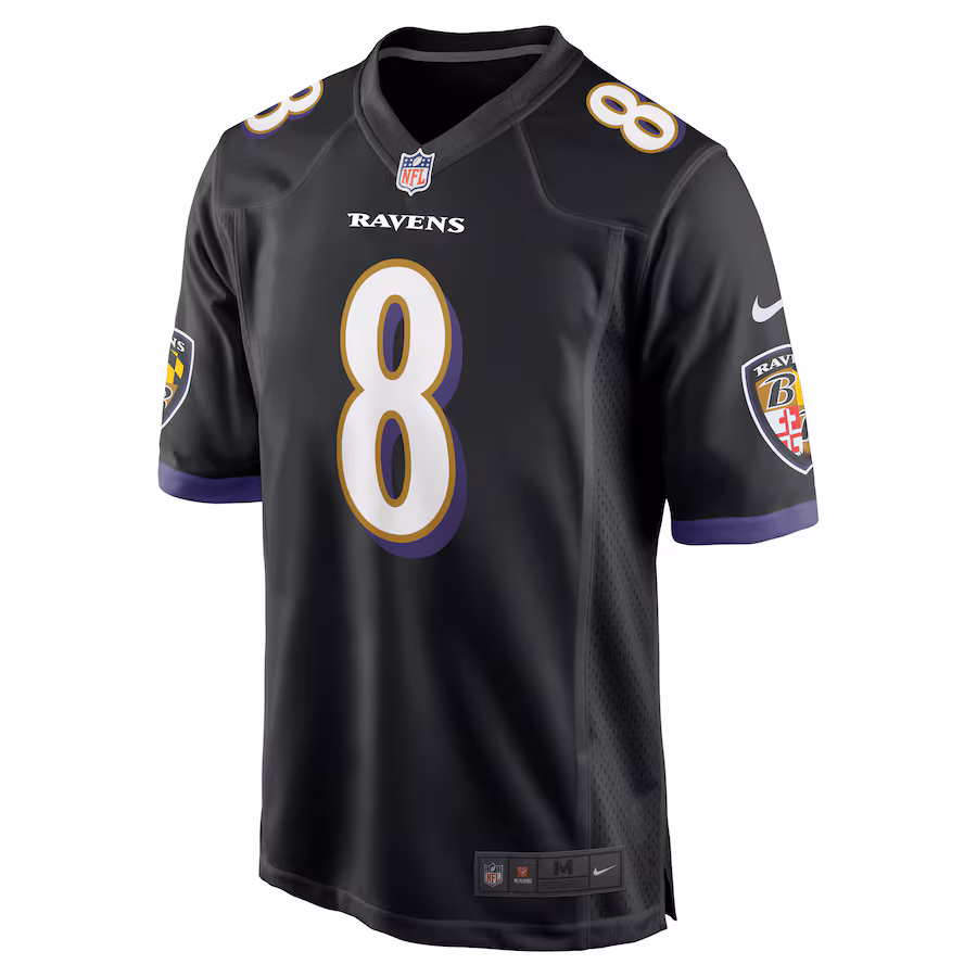 Baltimore Ravens #8 Lamar Jackson Black Alternate Game Jersey Stitched American Football Jerseys