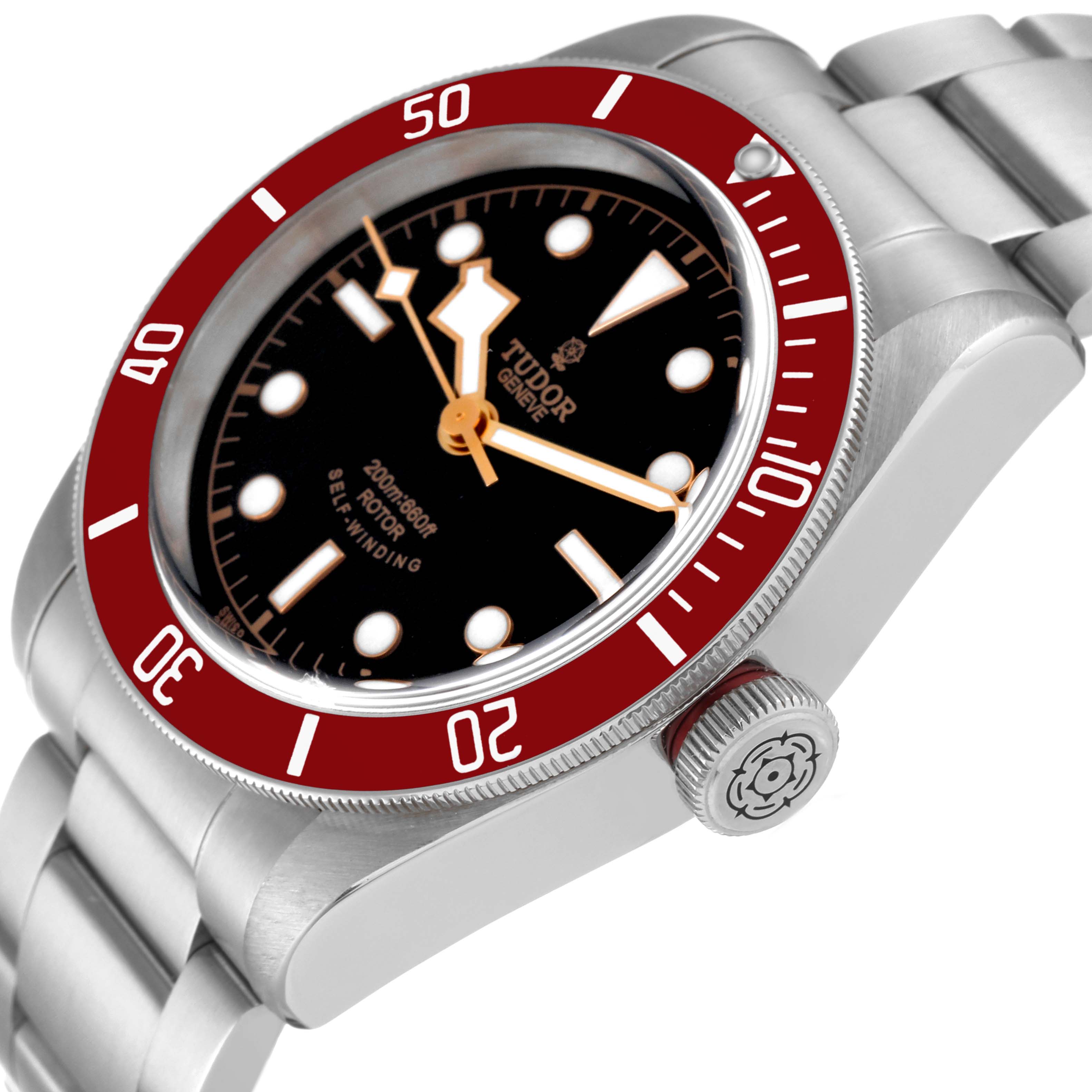 Tudor Heritage Black Bay Burgundy Bezel Steel Watch 79220R Box Card