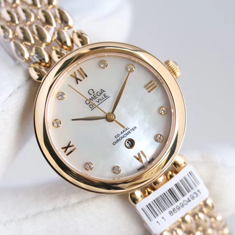 Omega water drop model full rose gold shell Roman diamond face,