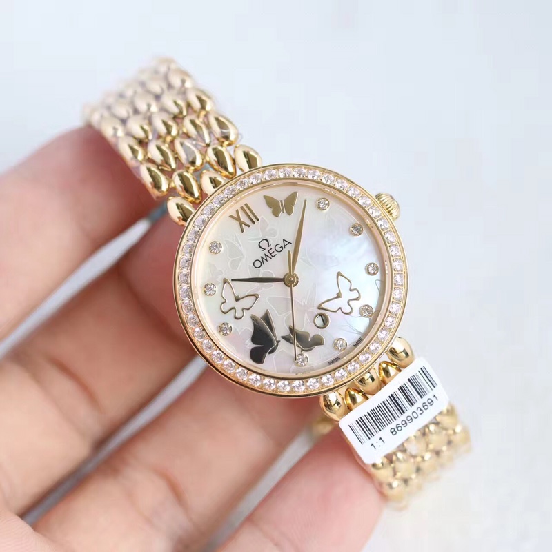 Omega water drop model full rose gold shell Roman diamond face,