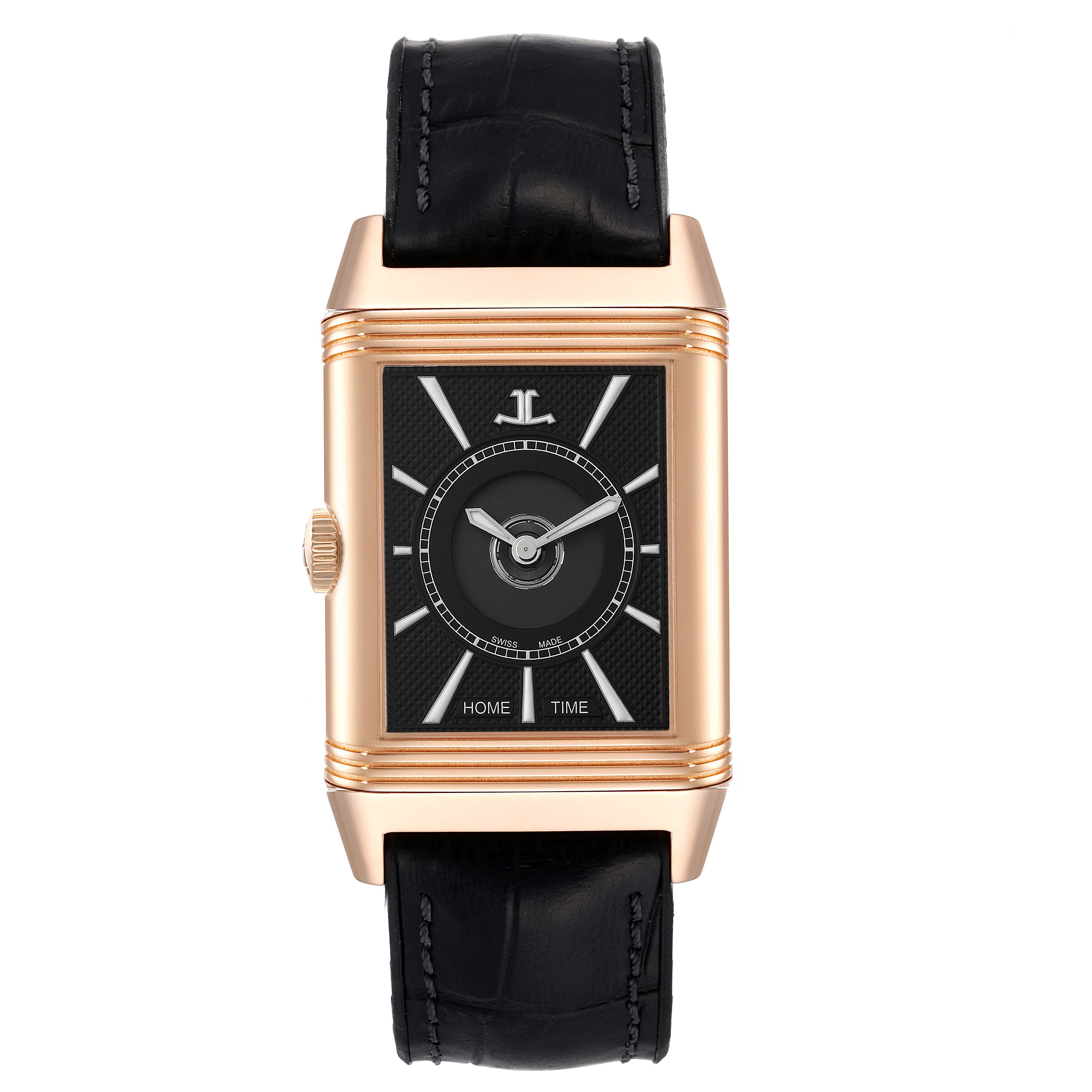 Jaeger LeCoultre Reverso Duoface Rose Gold Mens Watch 215.2.S9 Q3832420 Box Card