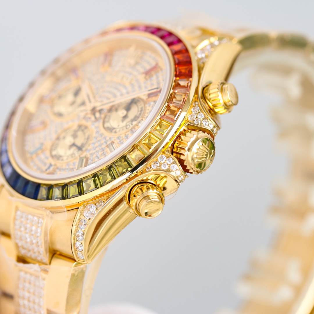 Rolex second-generation Daytona rainbow model full of diamonds 116595 watch!