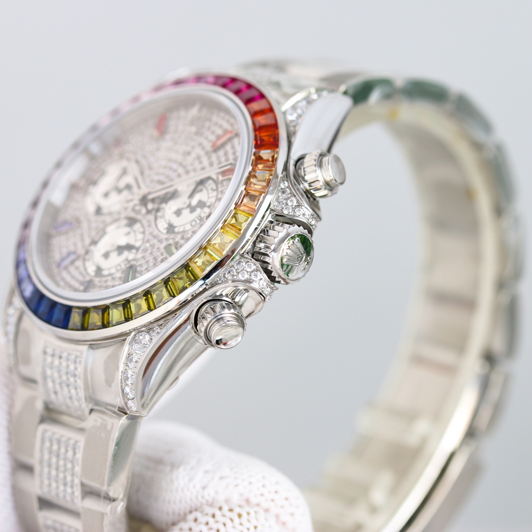 Rolex second-generation Daytona rainbow model full of diamonds 116595 watch!