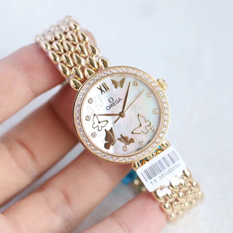 Omega water drop model full rose gold shell Roman diamond face,