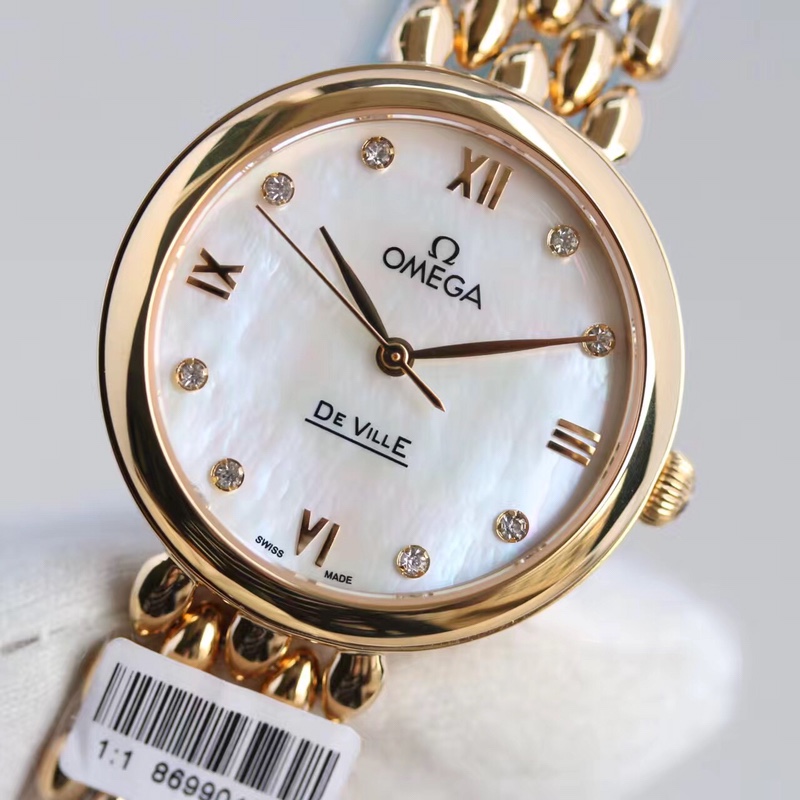 Omega water drop model full rose gold shell Roman diamond face,