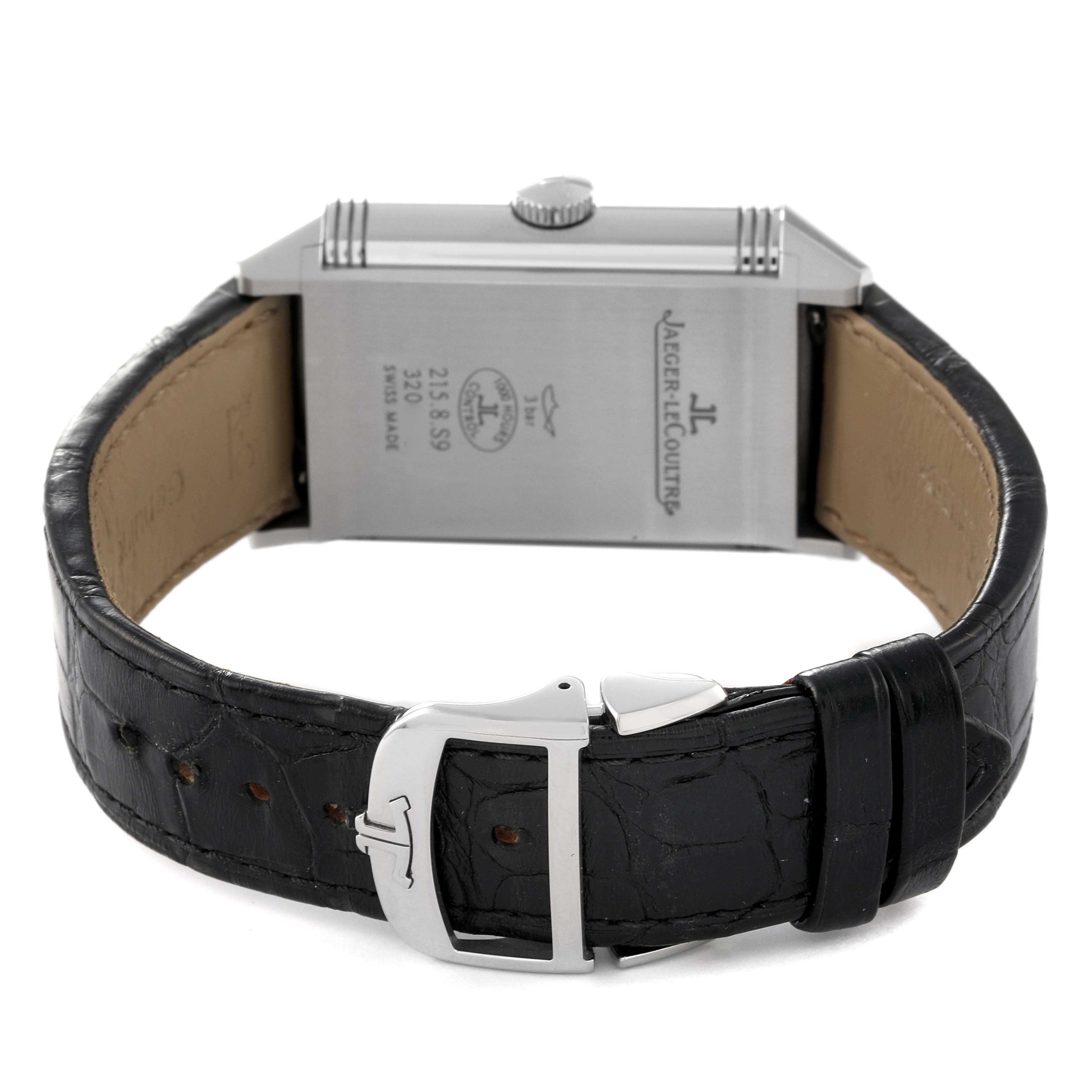 Jaeger LeCoultre Reverso Duo Day Night Steel Watch 215.8.S9 Q3838420 Box Papers