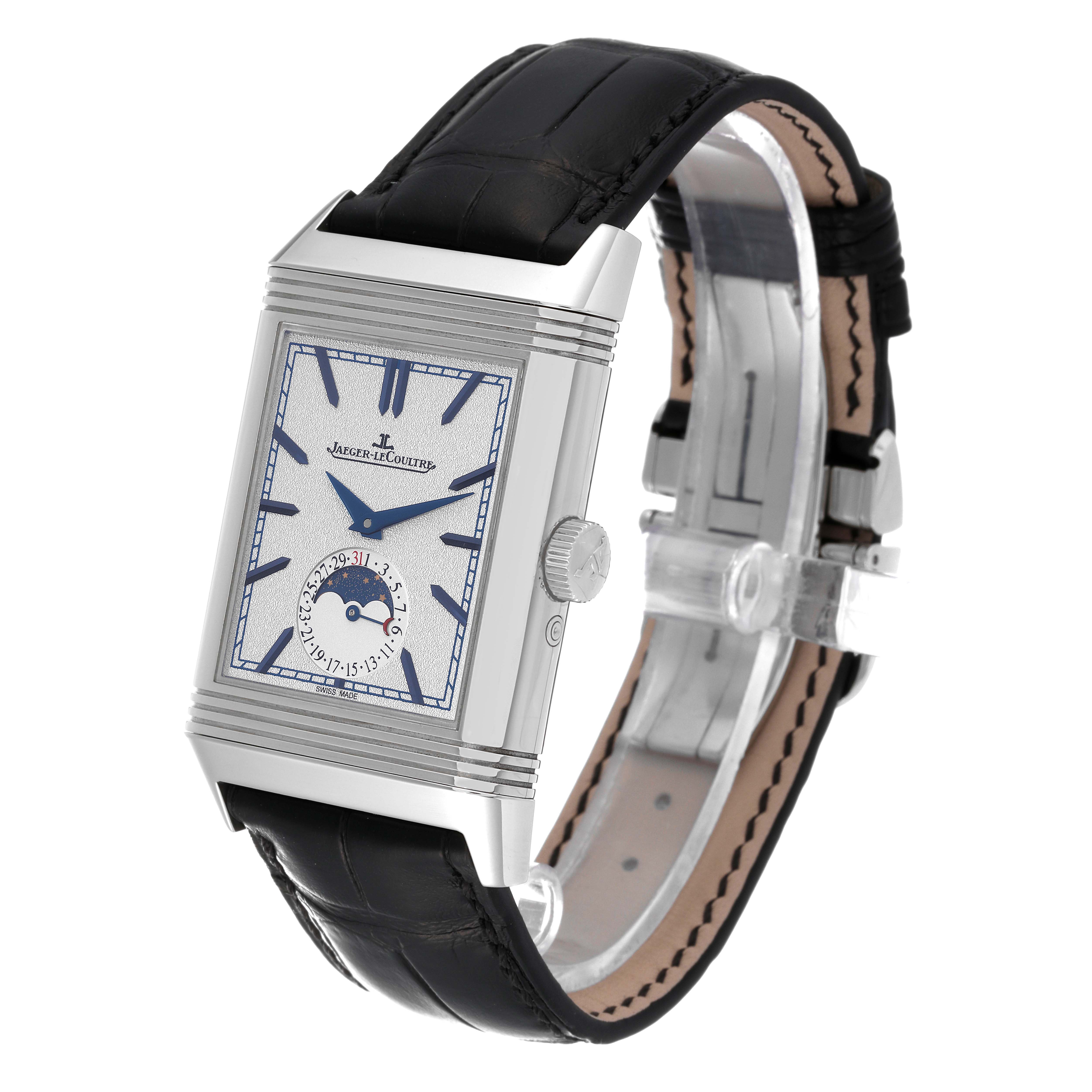 Jaeger LeCoultre Reverso Tribute Duoface Mens Watch 216.8.D3 Q3958420 Box Card