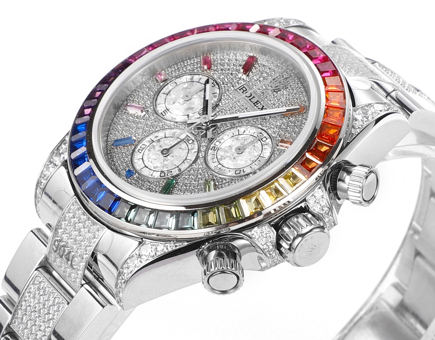 Rolex second-generation Daytona rainbow model full of diamonds 116596 watch!