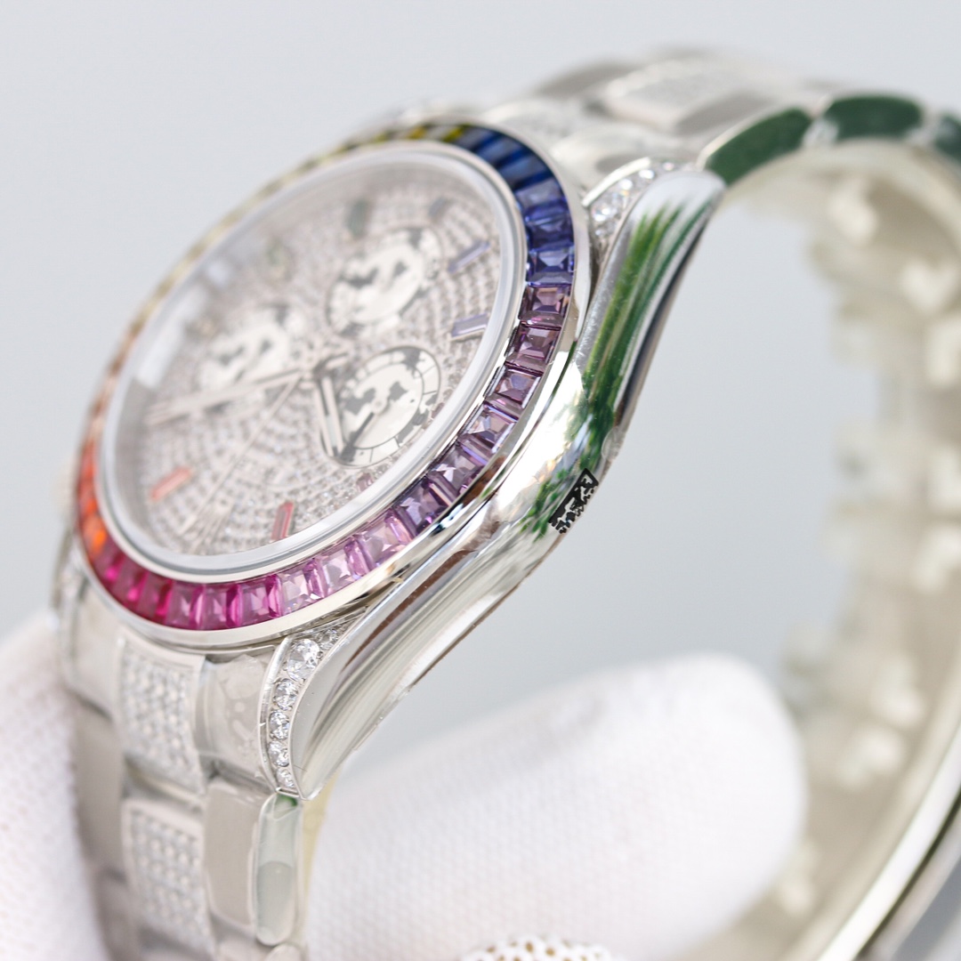 Rolex second-generation Daytona rainbow model full of diamonds 116595 watch!