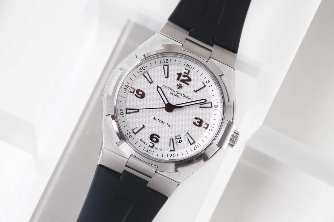 The stainless steel case of the Vacheron Constantin Overseas watch