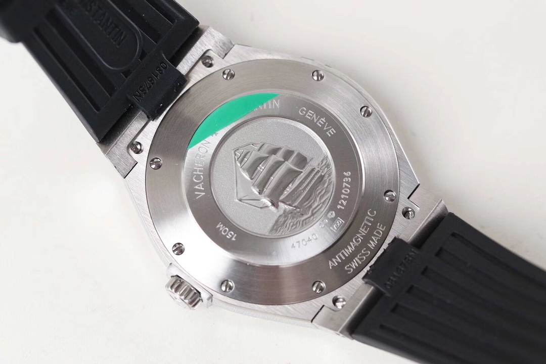 The stainless steel case of the Vacheron Constantin Overseas watch