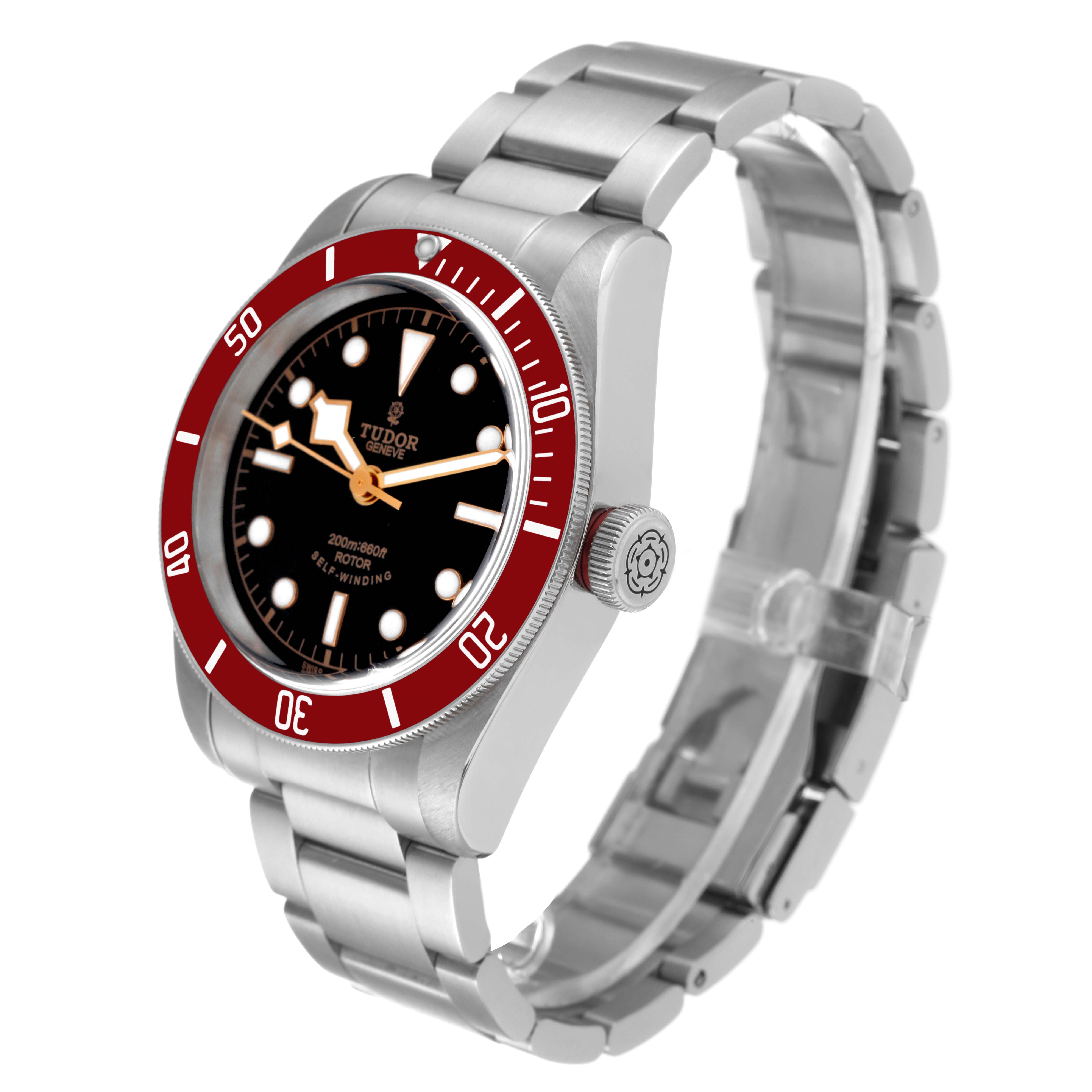 Tudor Heritage Black Bay Burgundy Bezel Steel Watch 79220R Box Card