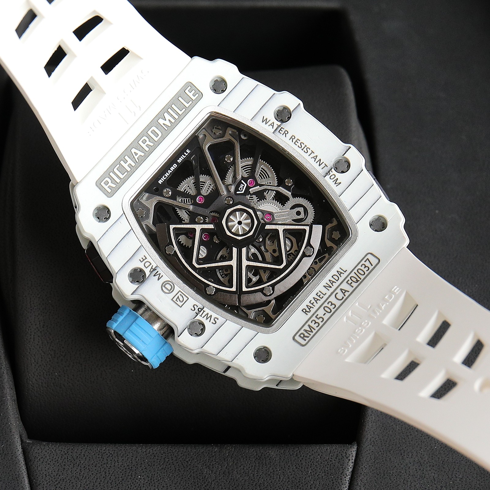 The Chad Mille 35-03 blue watch is a watch launched by Richard Mille.