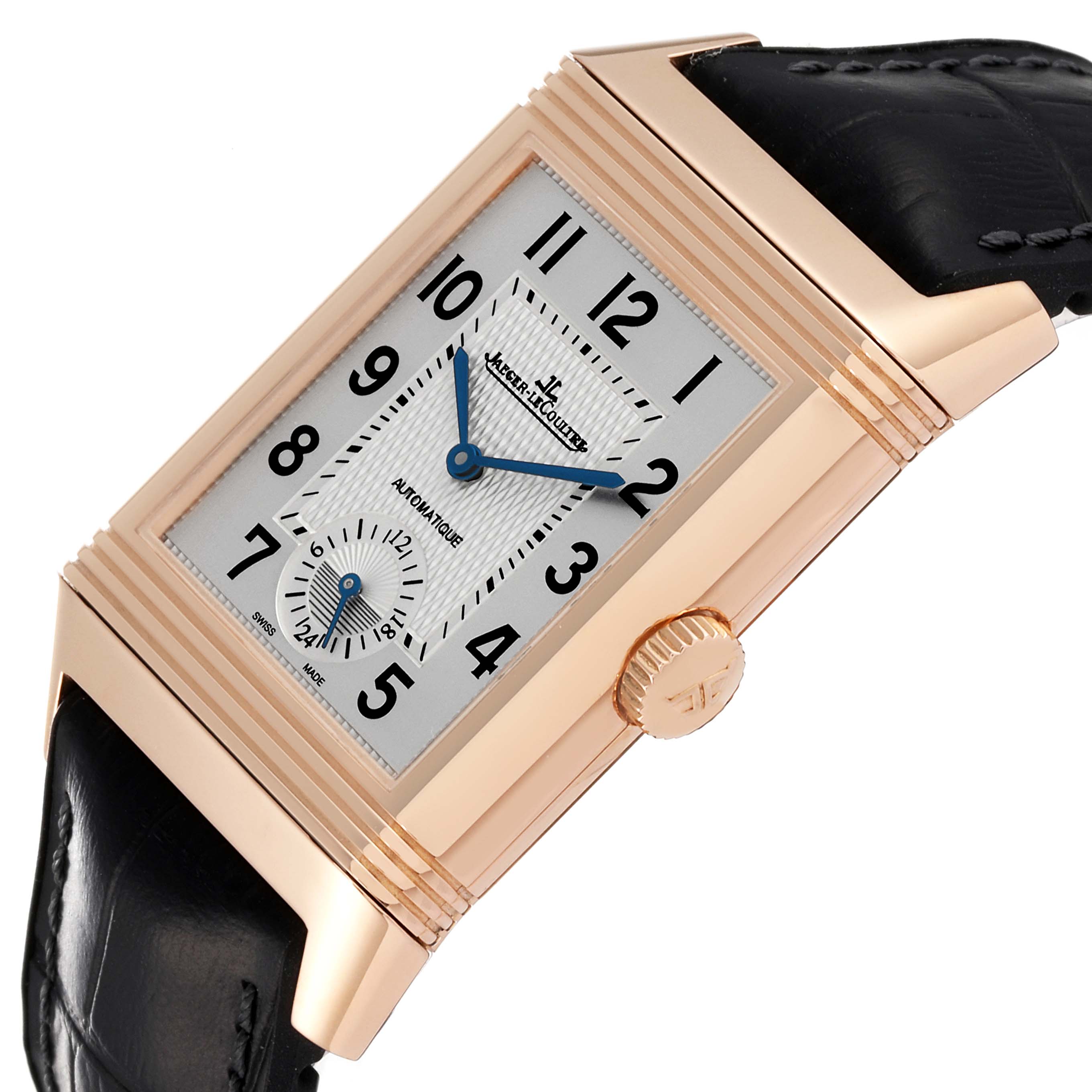 Jaeger LeCoultre Reverso Duoface Rose Gold Mens Watch 215.2.S9 Q3832420 Box Card