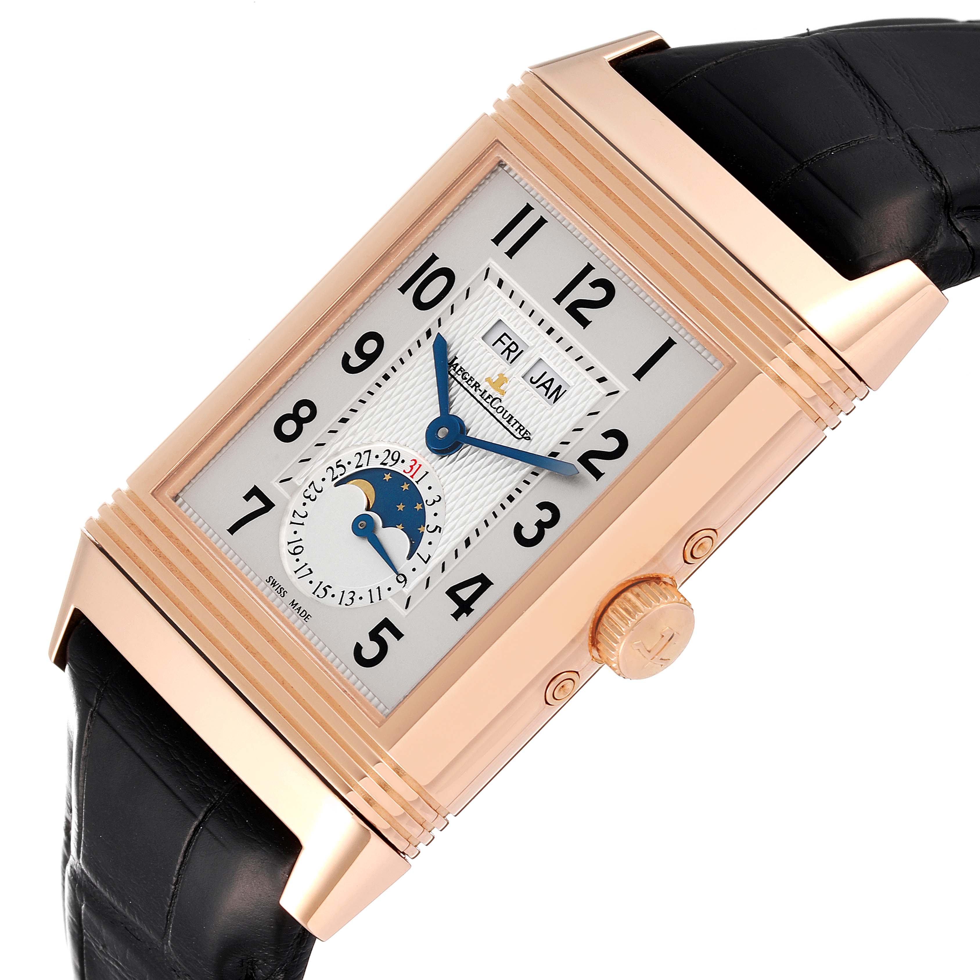 Jaeger LeCoultre Grande Reverso Calendar Moonphase Rose Gold Mens Watch Q3752520