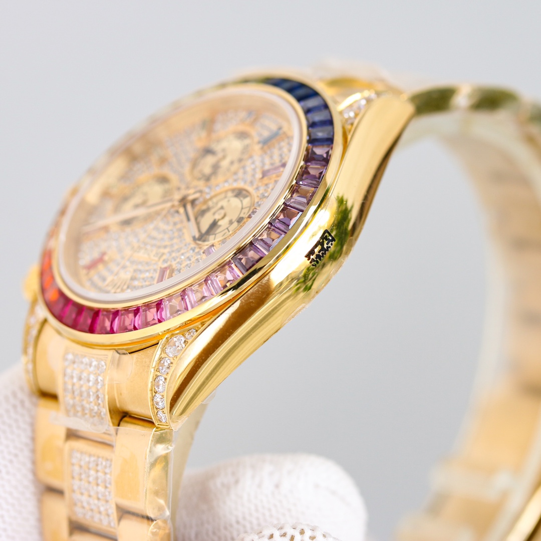 Rolex second-generation Daytona rainbow model full of diamonds 116595 watch!