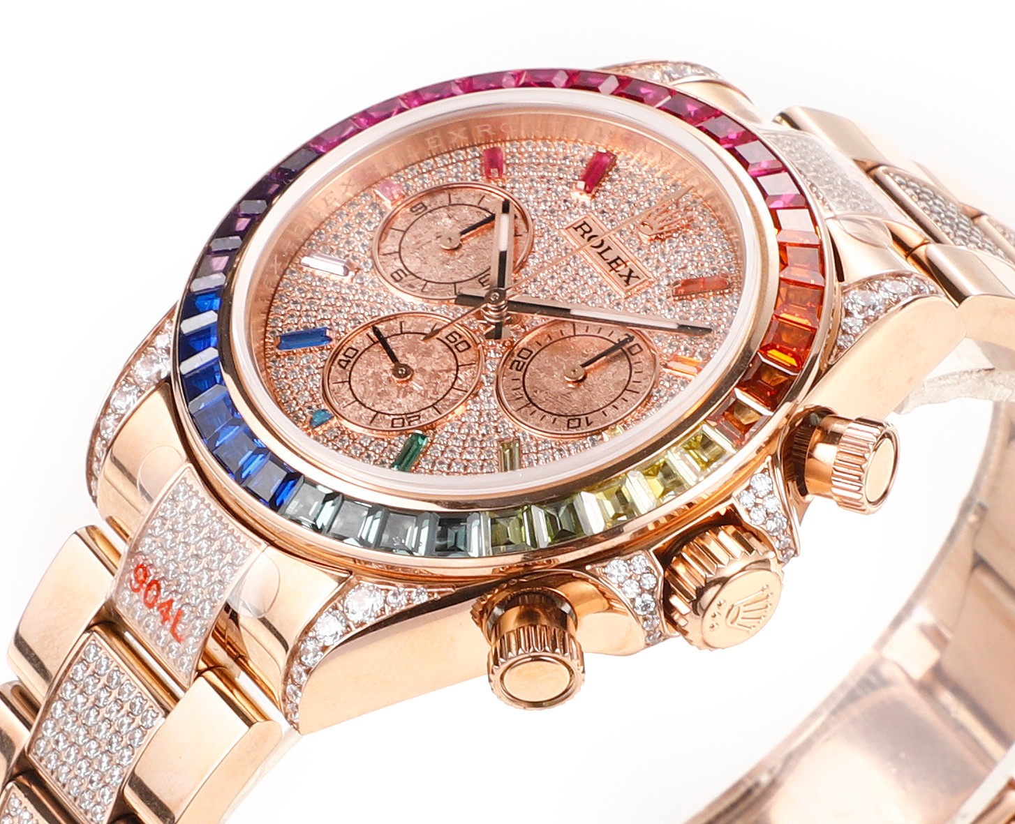 Rolex second-generation Daytona rainbow model full of diamonds 116595 watch!