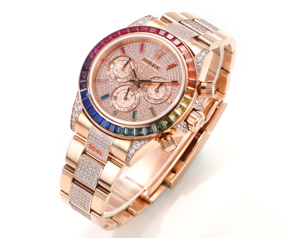 Rolex second-generation Daytona rainbow model full of diamonds 116595 watch!