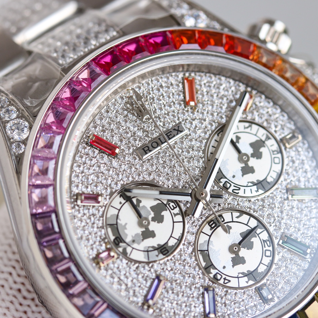 Rolex second-generation Daytona rainbow model full of diamonds 116595 watch!