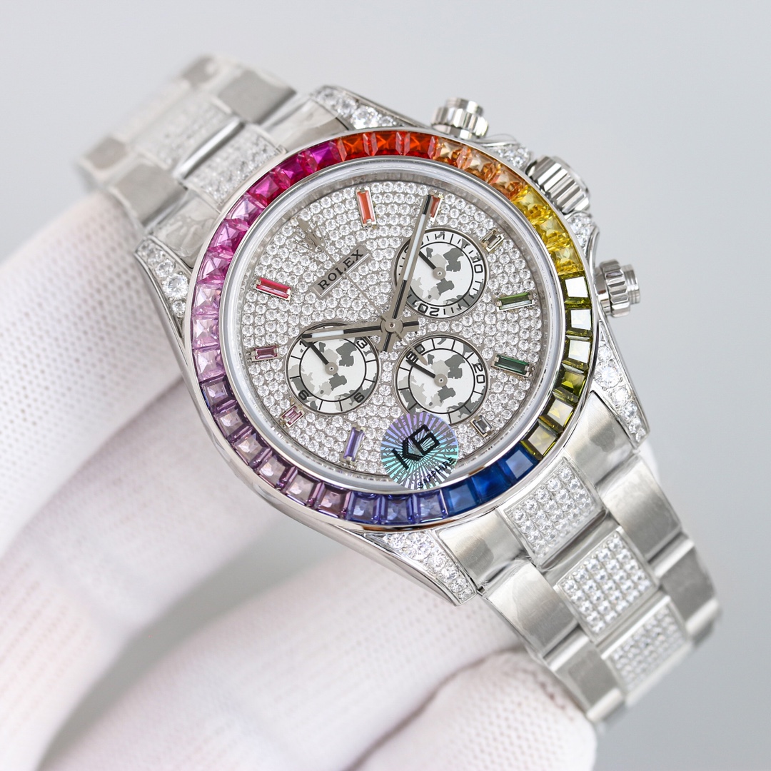 Rolex second-generation Daytona rainbow model full of diamonds 116595 watch!