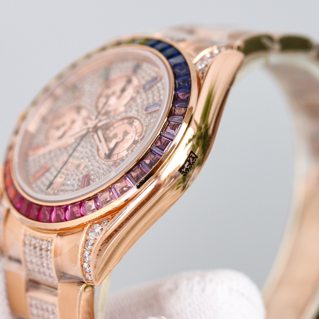 Rolex second-generation Daytona rainbow model full of diamonds 116595 watch!